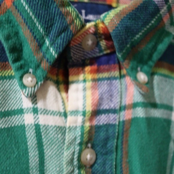 Ralph Lauren Thick Green Plaid Button Down Classic Fit Shirt Medium Cotton - Picture 3 of 11